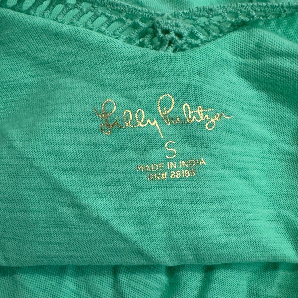 Lilly Pulitzer Green Ruffled Bib Collar Tank Top - Picture 2 of 4